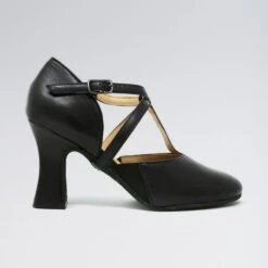 So Danca T-Strapped Elasticated Gussets 3 Inches Heel Character Shoes -Dance Direct Store black sd153 blk c 1