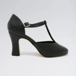 So Danca Leather T-Strapped 3 Inches Heel Character Shoes -Dance Direct Store black sdch98 blk c 1