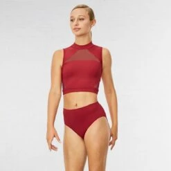 Bloch Chiaki Keyhole Back Tank Crop Top 8 Bloch Chiaki Keyhole Back Tank Crop Top -Dance Direct Store blz7820 red 1