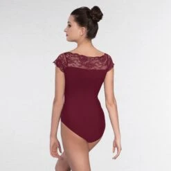 1st Position Lace Top Fashion Leotard -Dance Direct Store burgundy fd012 burg back 5