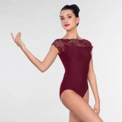 1st Position Lace Top Fashion Leotard -Dance Direct Store burgundy fd012 burg front 5