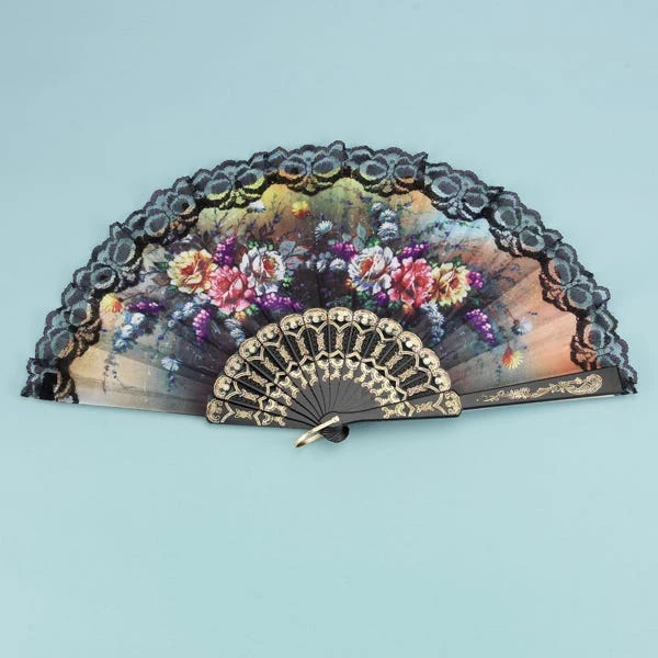Black Floral Fan Assorted 2 Black Floral Fan Assorted - Image 2