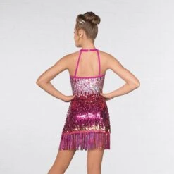 1st Position Ombré Sequin Fringe Glitz Mini Dress Magenta -Dance Direct Store cogl0082 117