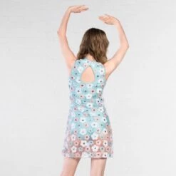 1st Position Floral Sequin Motif 60s Style Shift Dress -Dance Direct Store cogl0152 2
