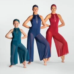 1st Position Sequin Lace Insert Culottes Jumpsuit Navy -Dance Direct Store cold0041 group april 2025 12 1 1