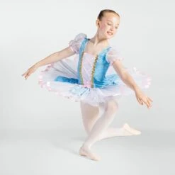 1st Position Floral Bodice Tutu With Ribbon Corset Blue -Dance Direct Store cotu0072 blu may 2025 02 1