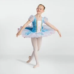 1st Position Floral Bodice Tutu With Ribbon Corset Blue -Dance Direct Store cotu0072 blu may 2025 05 1