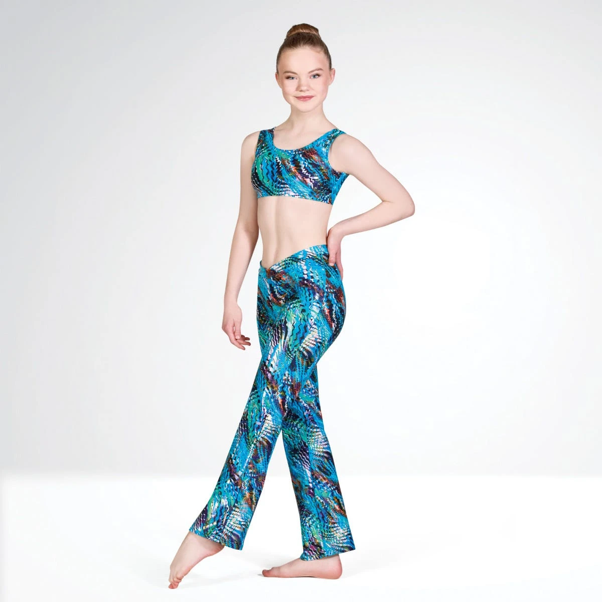 1st Position Value V Front Jazz Pants Nylon Geometric Rainbow Foil 3 1st Position Value V Front Jazz Pants Nylon Geometric Rainbow Foil - Image 3