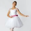 1st Position Scoop Neck Net Overlay Romantic Tutu With Contrasting Bow Trim