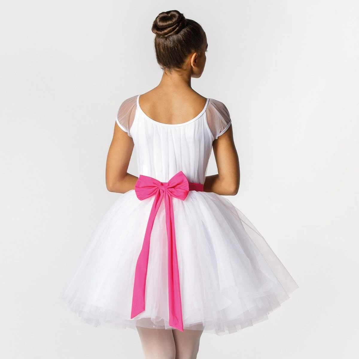 1st Position Scoop Neck Net Overlay Romantic Tutu With Contrasting Bow Trim 2 1st Position Scoop Neck Net Overlay Romantic Tutu With Contrasting Bow Trim - Image 2