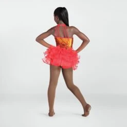 1st Position Sequinned Biketard With Peplum Skirt -Dance Direct Store fpc23045 ambred may 2025 01