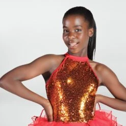 1st Position Sequinned Biketard With Peplum Skirt -Dance Direct Store fpc23045 ambred may 2025 03