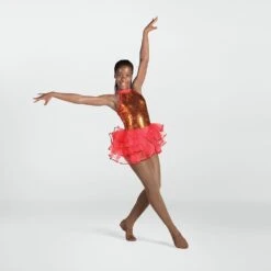 1st Position Sequinned Biketard With Peplum Skirt -Dance Direct Store fpc23045 ambred may 2025 04