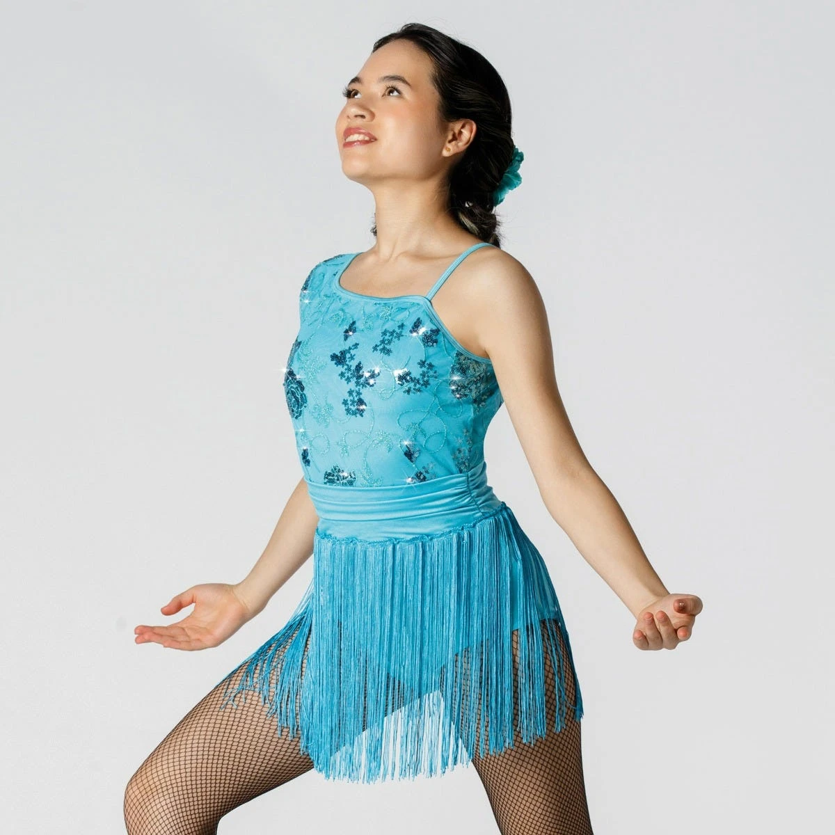 1st Position Sequinned Bodice Leotard With Fringe Skirt 1 1st Position Sequinned Bodice Leotard With Fringe Skirt