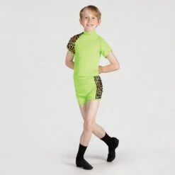 1st Position Raglan Sleeve T-shirt And Shorts With Sequin Trim -Dance Direct Store fpc24087 2024 006 cyber green