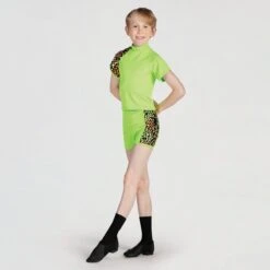 1st Position Raglan Sleeve T-shirt And Shorts With Sequin Trim -Dance Direct Store fpc24087 2024 007 cyber green