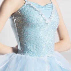 1st Position Pinch Front Sequin Tutu With Lace Trim -Dance Direct Store fpc25009a light blue 007