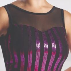 1st Position Metallic Half Peplum Leotard -Dance Direct Store fpc25015a cerise 005