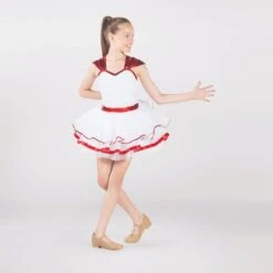 1st Position Sequinned Bodice Trim Tutu -Dance Direct Store fpc25016a white red 004