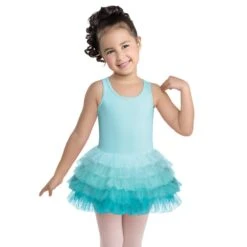 1st Position Tank Ruffle Dress -Dance Direct Store fpc25026a aqua 1 w