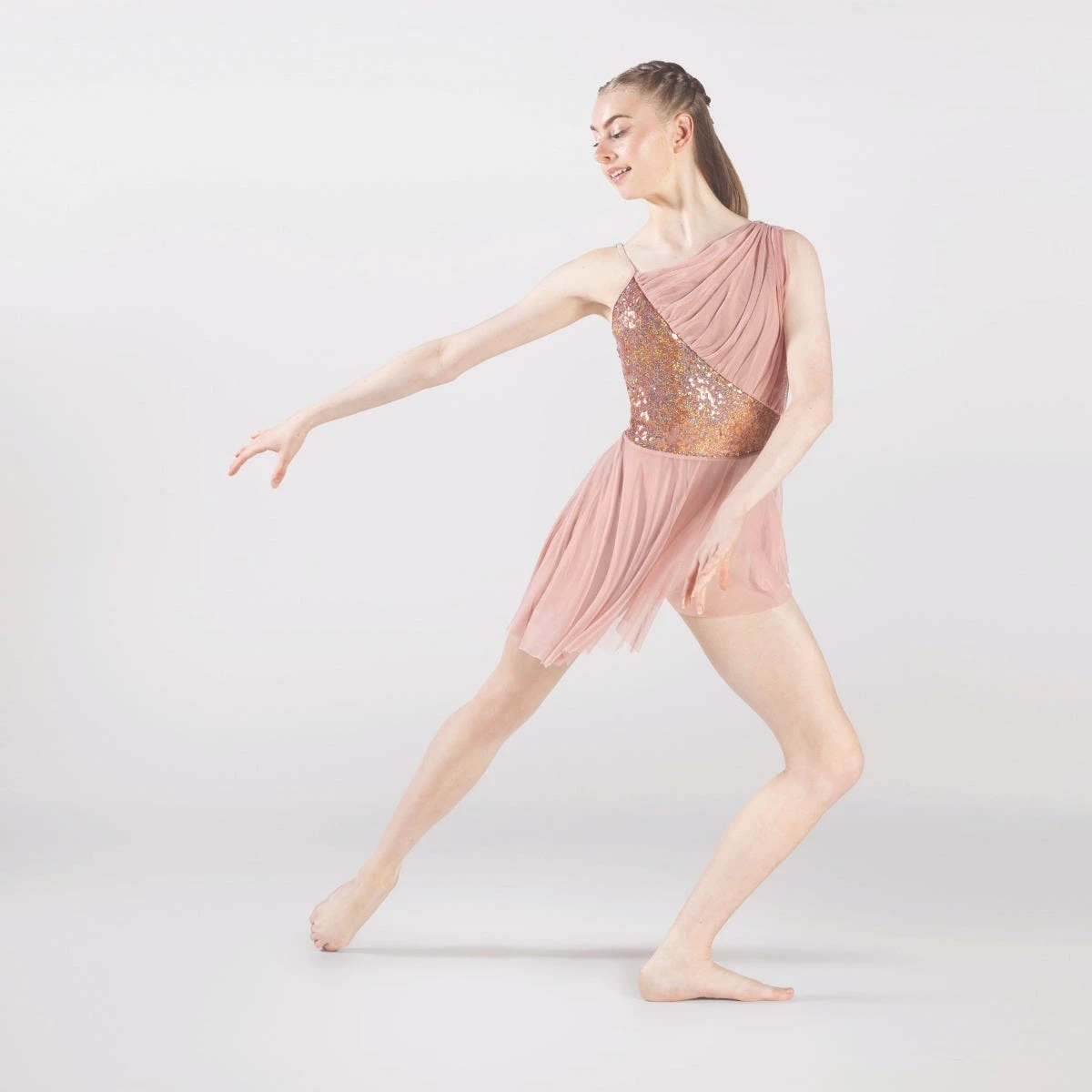 1st Position Diagonal Sequin Panelled Dress With Mesh Overlay 4 1st Position Diagonal Sequin Panelled Dress With Mesh Overlay - Image 4