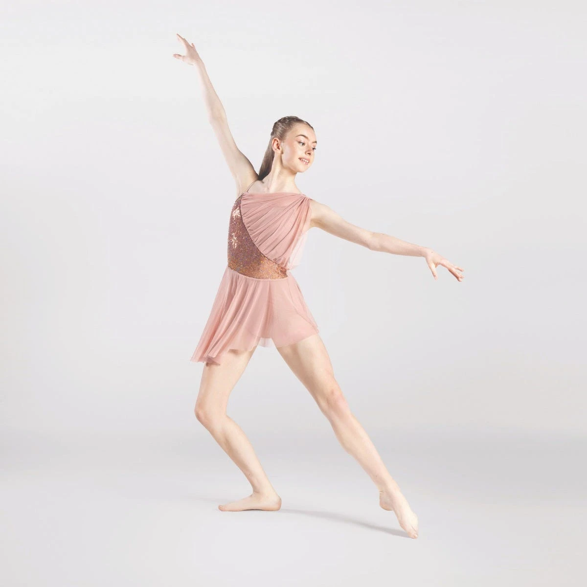 1st Position Diagonal Sequin Panelled Dress With Mesh Overlay 1 1st Position Diagonal Sequin Panelled Dress With Mesh Overlay