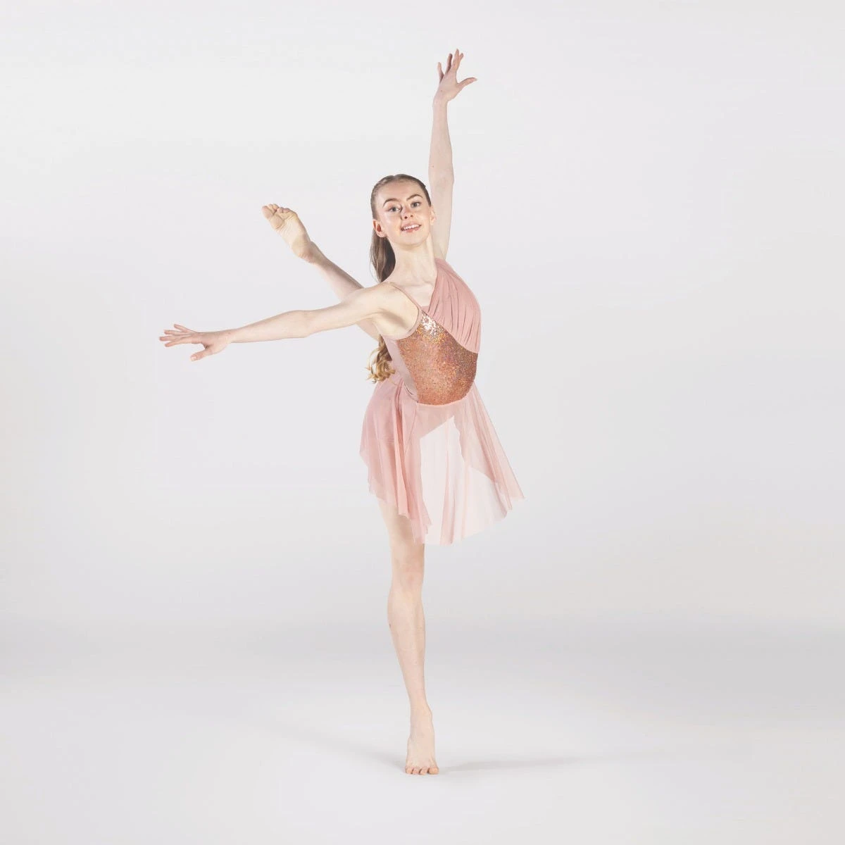 1st Position Diagonal Sequin Panelled Dress With Mesh Overlay 3 1st Position Diagonal Sequin Panelled Dress With Mesh Overlay - Image 3