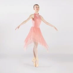 1st Position Asymmetrical Skirted Dress With Back Strap Detailing -Dance Direct Store fpc25059a pink 004