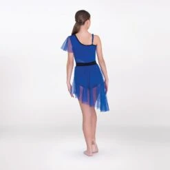 1st Position Stretch Mesh Asymmetric Skirted Leotard -Dance Direct Store fpc25083b 1 1