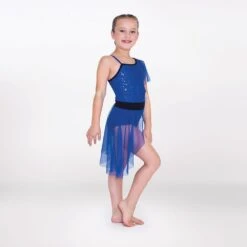1st Position Stretch Mesh Asymmetric Skirted Leotard -Dance Direct Store fpc25083b 8 1
