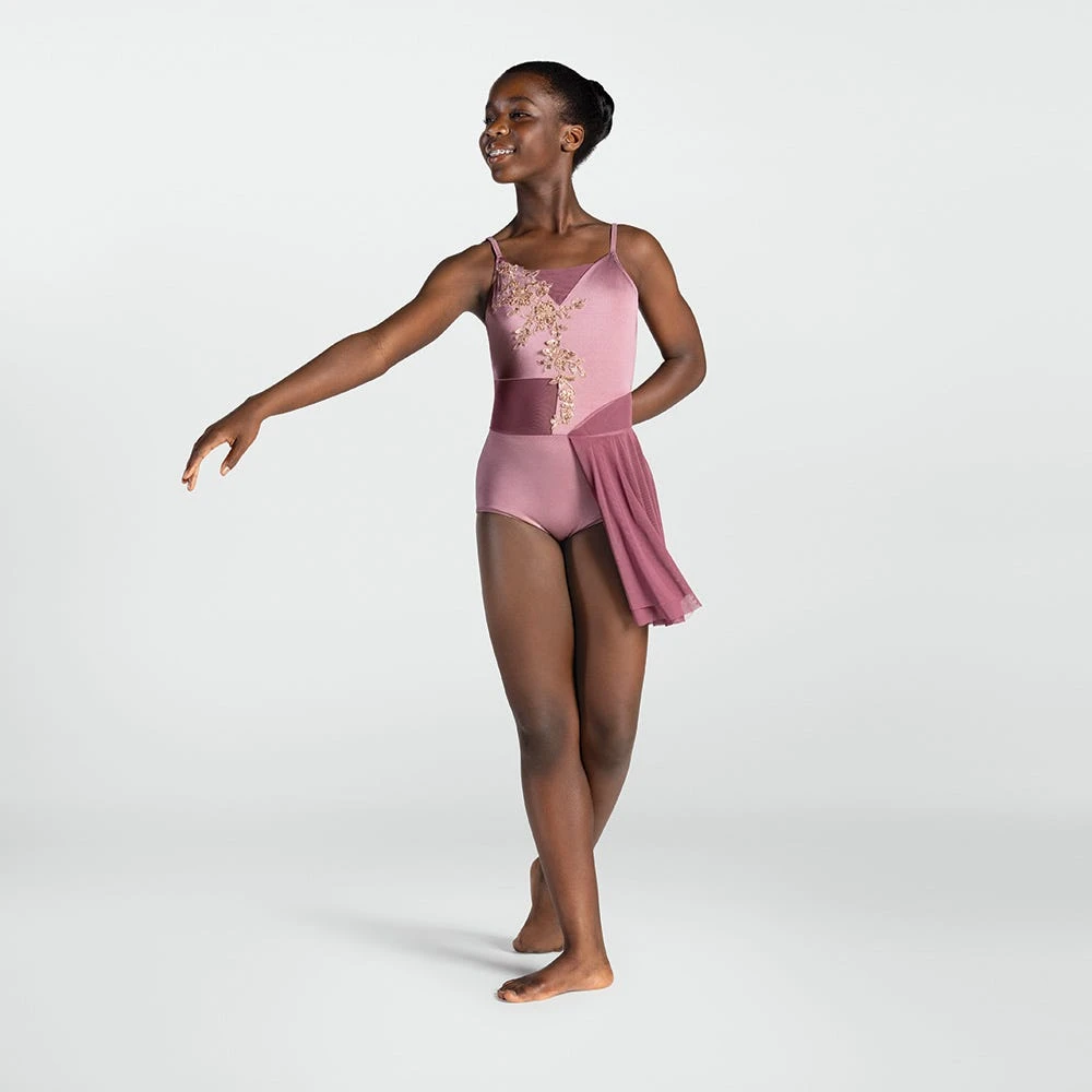 1st Position Appliqued Leotard With Stretch Mesh Bustle 2 1st Position Appliqued Leotard With Stretch Mesh Bustle - Image 2