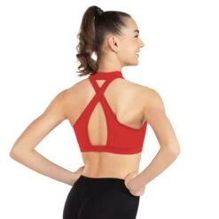 1st Position Mock Neck Zip Front Bra -Dance Direct Store fpdr24013 red 2 w