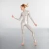 1st Position Toni Silver Long Sleeved Foil Catsuit