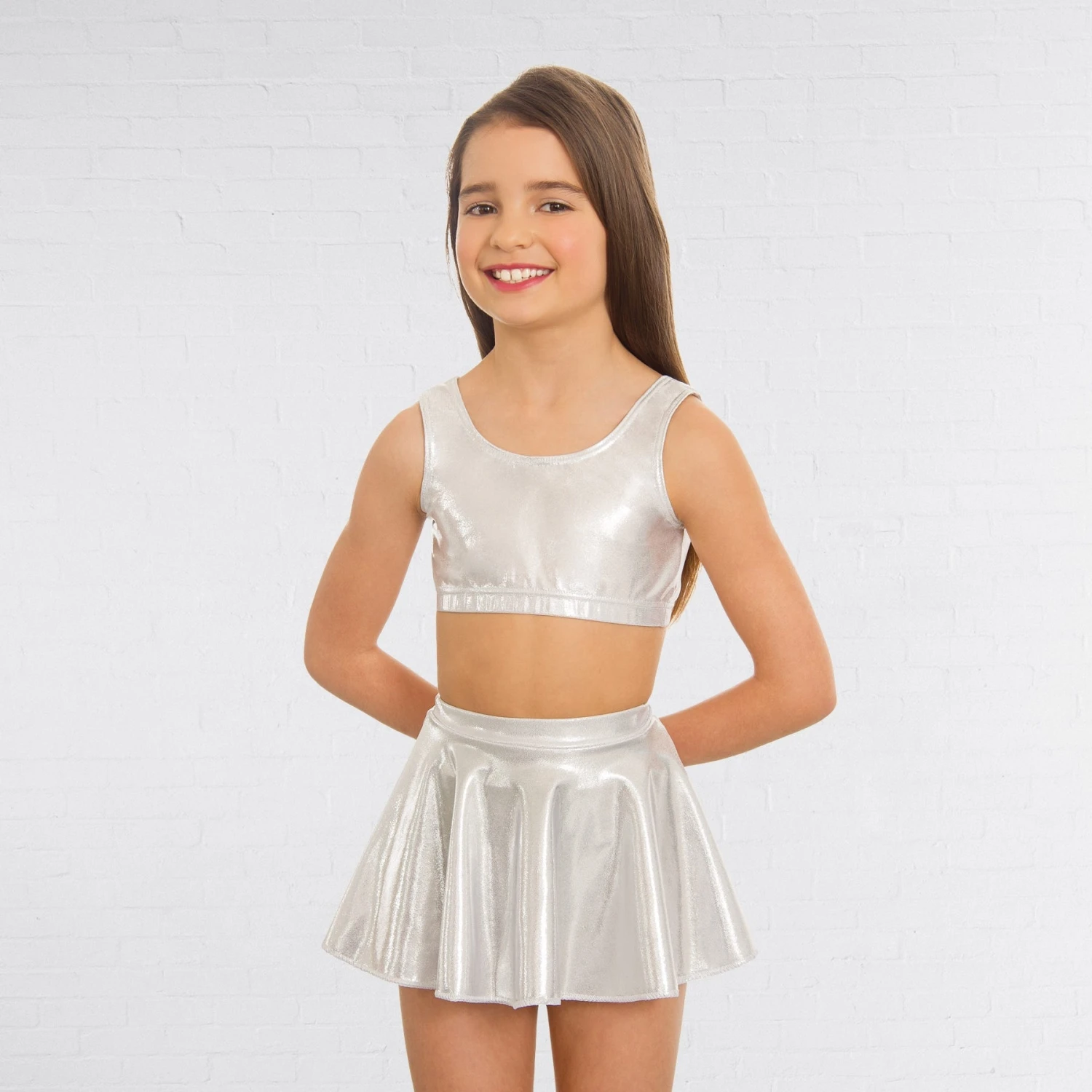 1st Position Metallic Crop Top Silver 1 1st Position Metallic Crop Top Silver