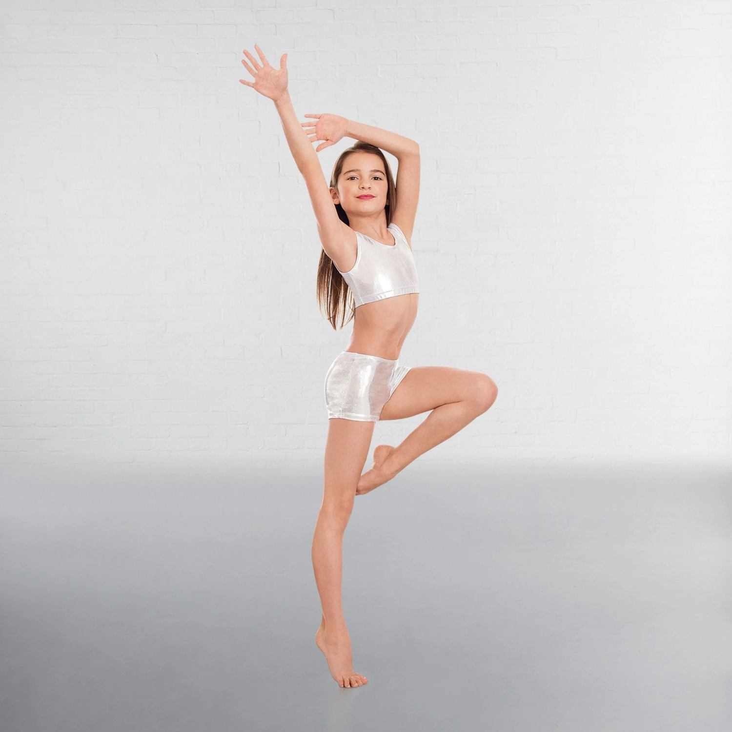 1st Position Metallic Crop Top Silver 2 1st Position Metallic Crop Top Silver - Image 2