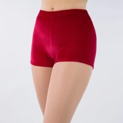 1st Position Jenna Stretch Velour Shorts -Dance Direct Store red gym001 red 2