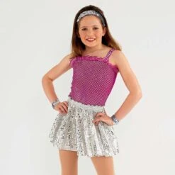 Sequin Skirt (Child One Size) -Dance Direct Store silver w25d 2