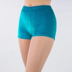 1st Position Jenna Stretch Velour Shorts -Dance Direct Store turquoise gym001 turquoise 2