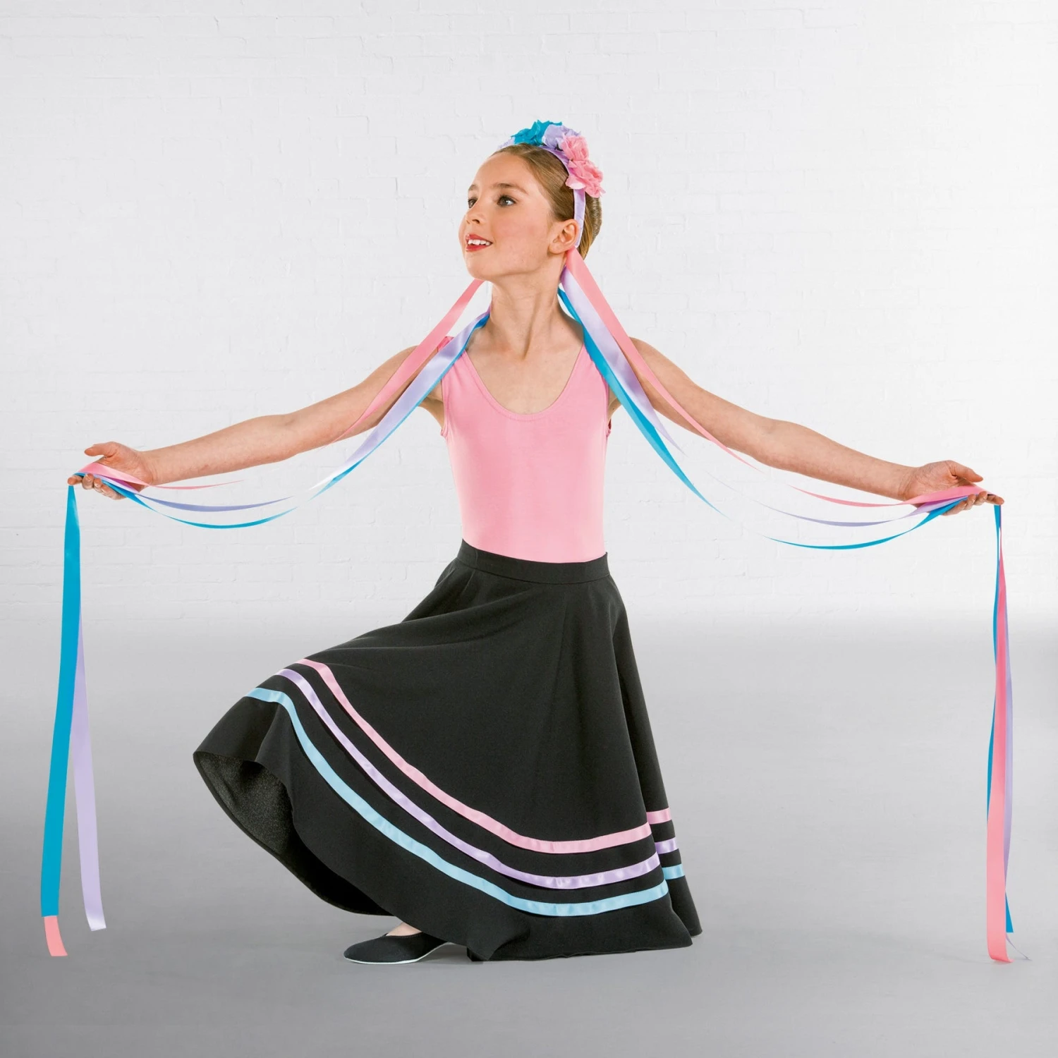 Floral Long Ribbon Headdress Pastel 1 Floral Long Ribbon Headdress Pastel