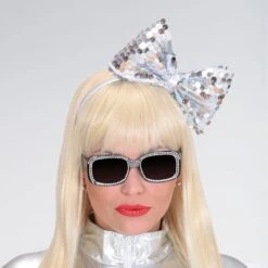 Silver Sequin Bow Headband