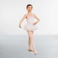 1st Position Flower Button Trim Tutu -Dance Direct Store white dw02wht 0087 reworked 3