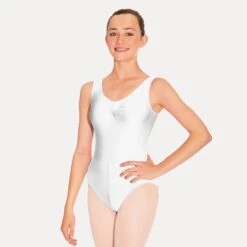 Roch Valley Sheree Sleeveless Ruched Leotard -Dance Direct Store white rvshe white 3