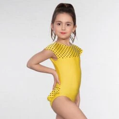 1st Position Natasha Dotty Bum Frill Leotard -Dance Direct Store yellow q17 yel 1